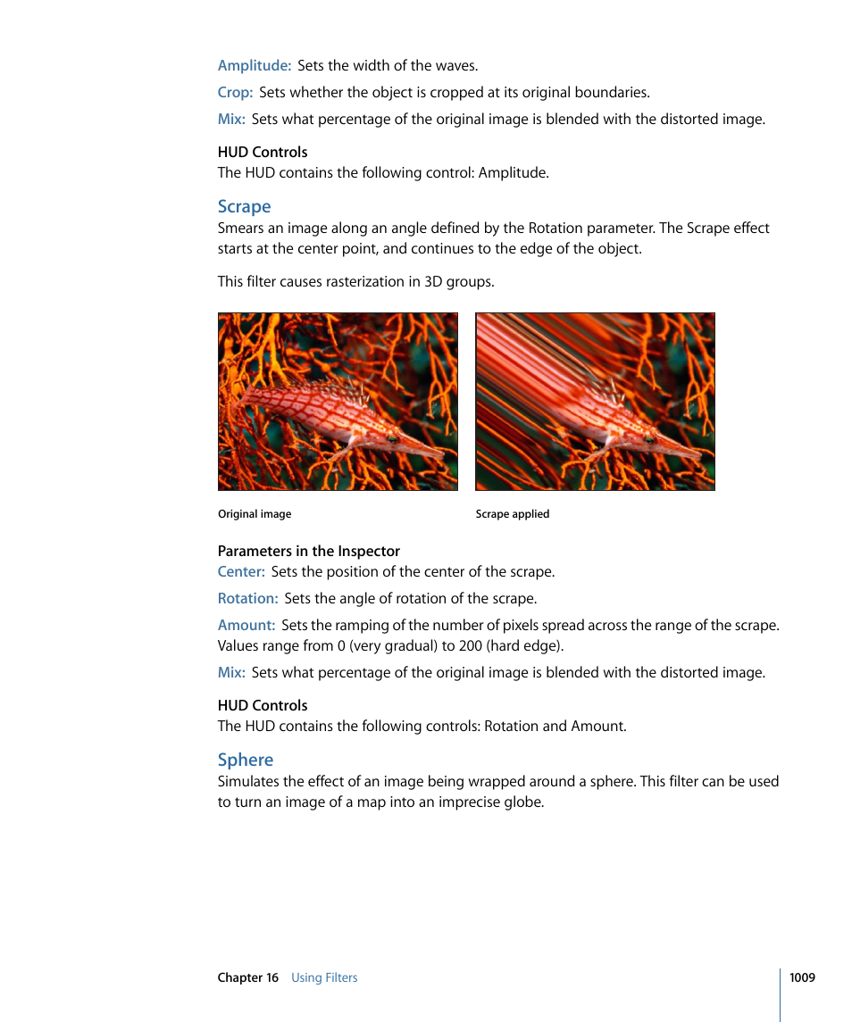 Scrape, Sphere | Apple Motion 4 User Manual | Page 1009 / 1498