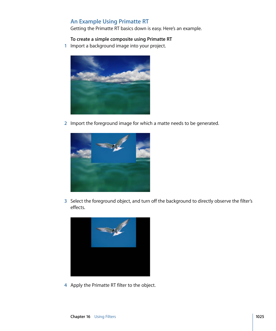 An example using primatte rt | Apple Motion 4 User Manual | Page 1025 / 1498