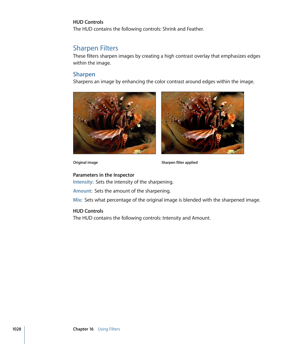 Sharpen filters, Sharpen | Apple Motion 4 User Manual | Page 1028 / 1498