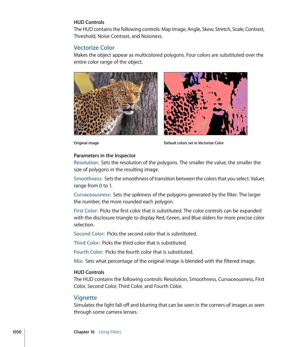 Vectorize color, Vignette | Apple Motion 4 User Manual | Page 1050 / 1498