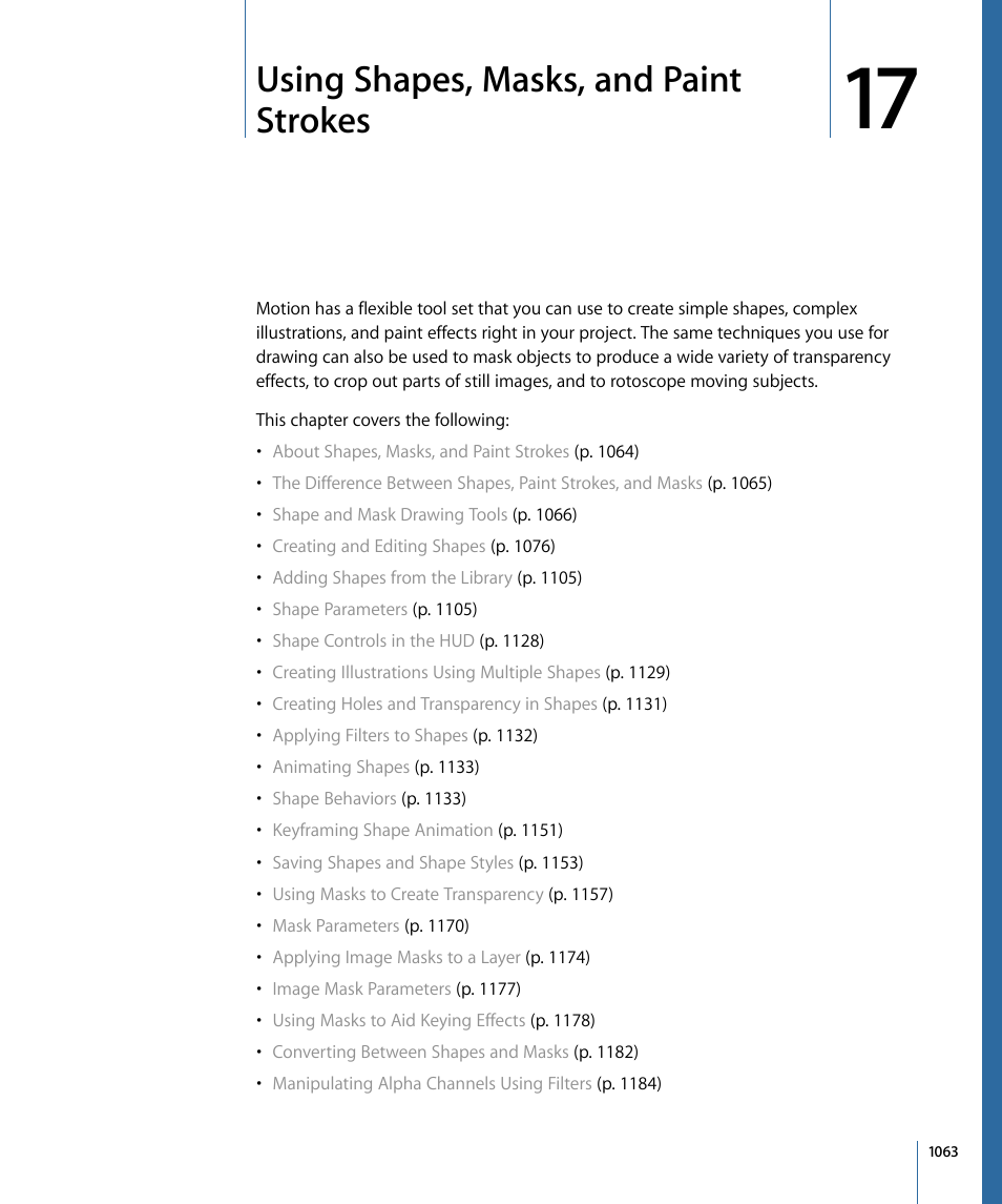 Using shapes, masks, and paint strokes, Using shapes, masks, And paint strokes | Using, Shapes, masks, and paint strokes, Using shapes, masks, and, Paint strokes | Apple Motion 4 User Manual | Page 1063 / 1498