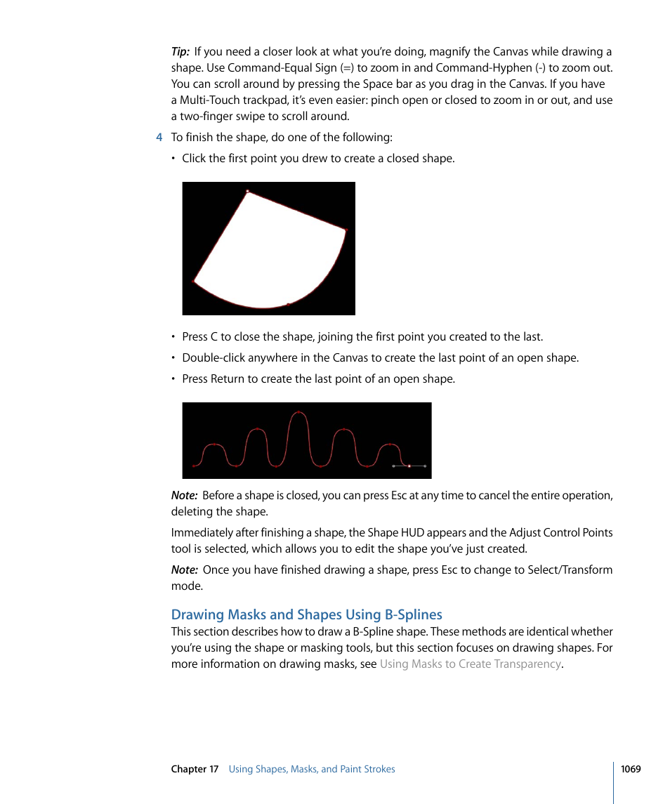 Drawing masks and shapes using b-splines | Apple Motion 4 User Manual | Page 1069 / 1498