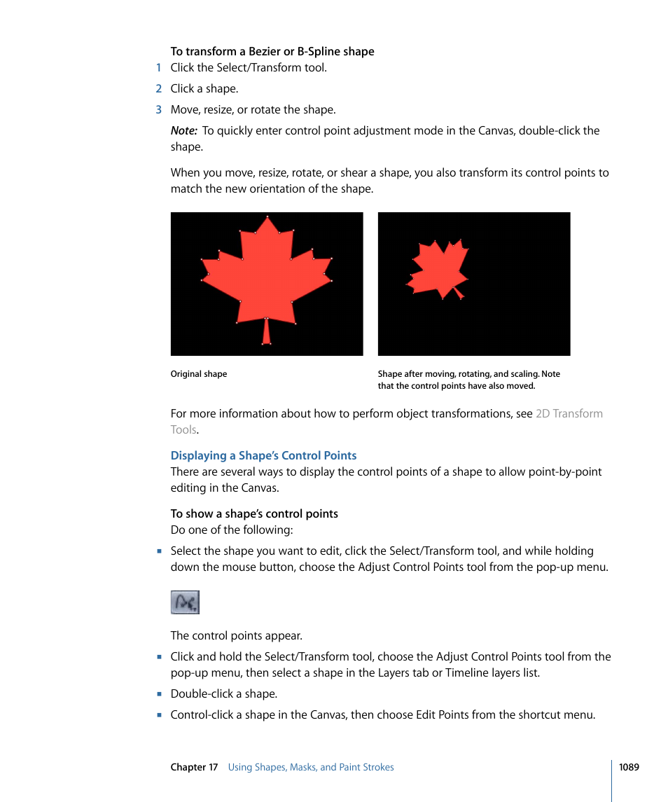 Displaying a shape’s control points | Apple Motion 4 User Manual | Page 1089 / 1498