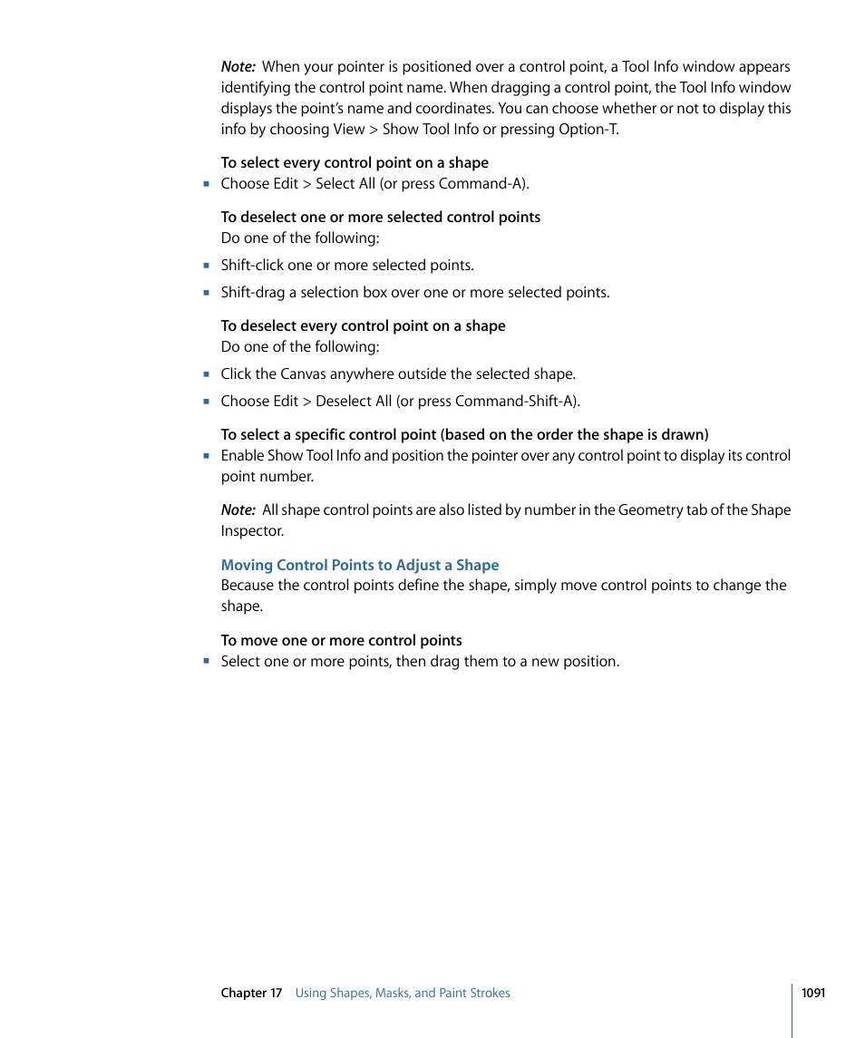 Moving control points to adjust a shape | Apple Motion 4 User Manual | Page 1091 / 1498