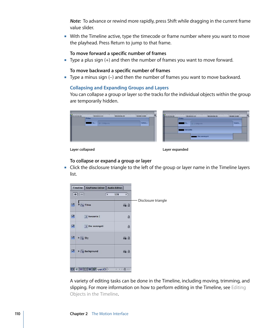 Collapsing and expanding groups and layers | Apple Motion 4 User Manual | Page 110 / 1498