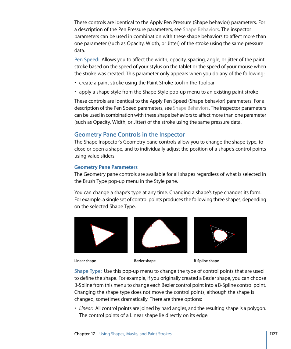 Geometry pane controls in the inspector, Geometry pane parameters | Apple Motion 4 User Manual | Page 1127 / 1498