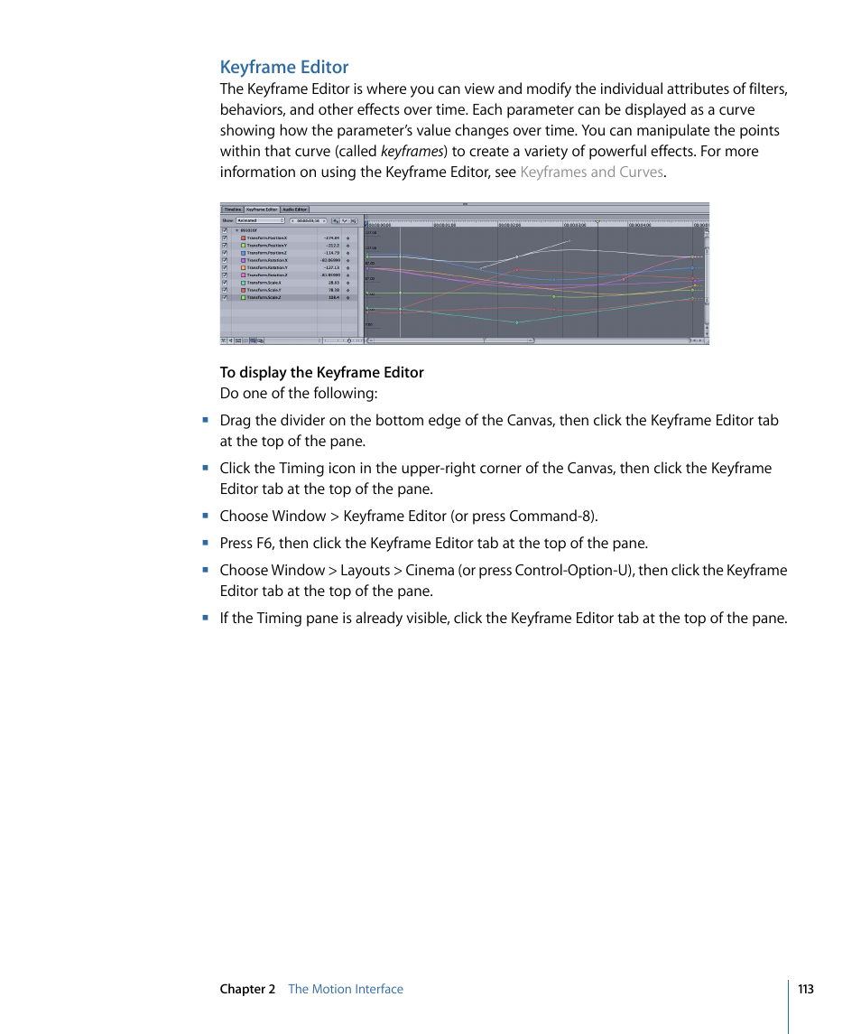 Keyframe editor | Apple Motion 4 User Manual | Page 113 / 1498