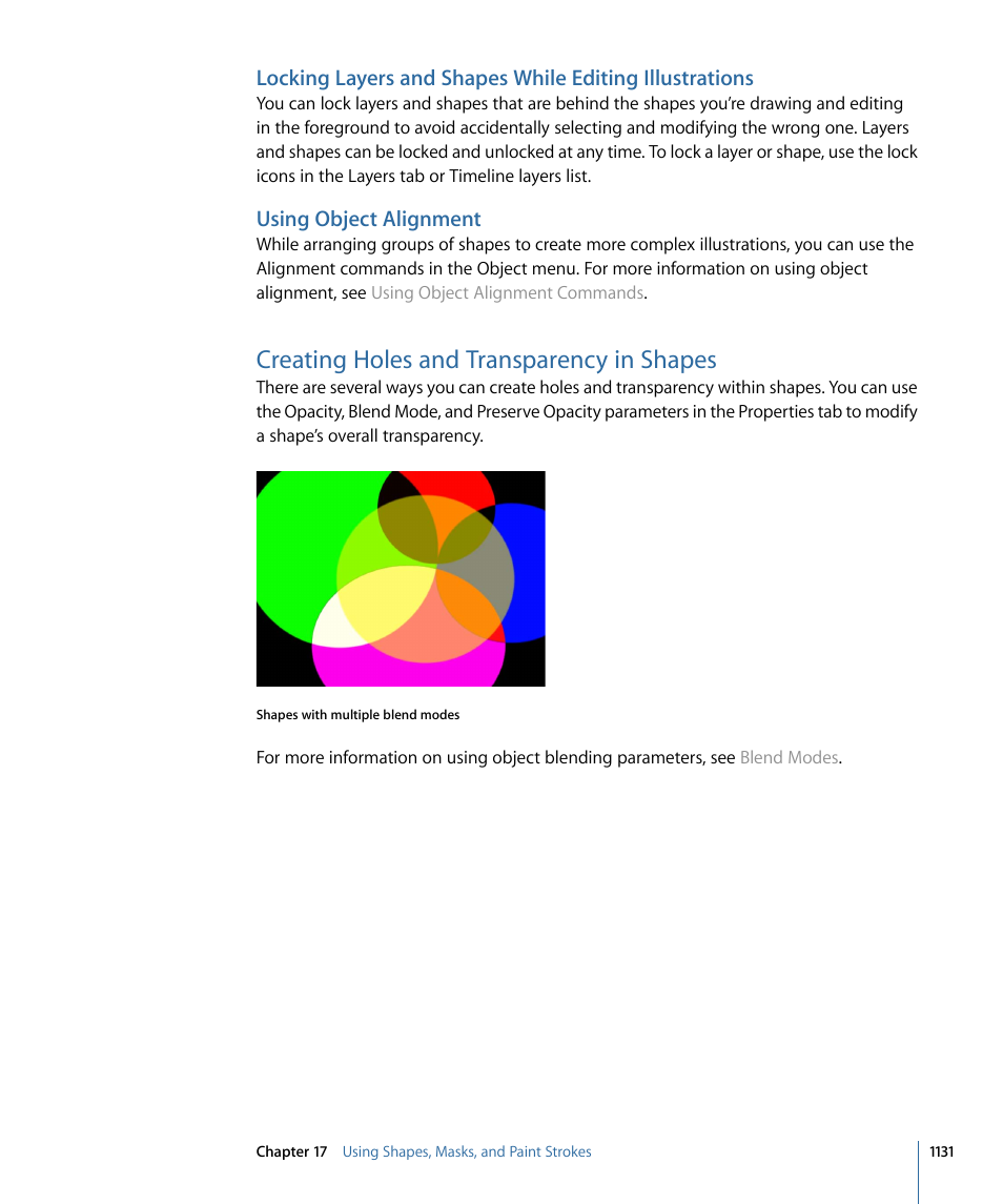 Using object alignment, Creating holes and transparency in shapes | Apple Motion 4 User Manual | Page 1131 / 1498