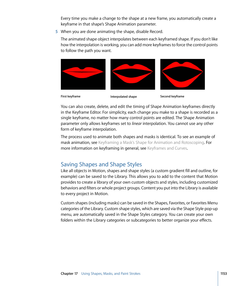 Saving shapes and shape styles | Apple Motion 4 User Manual | Page 1153 / 1498