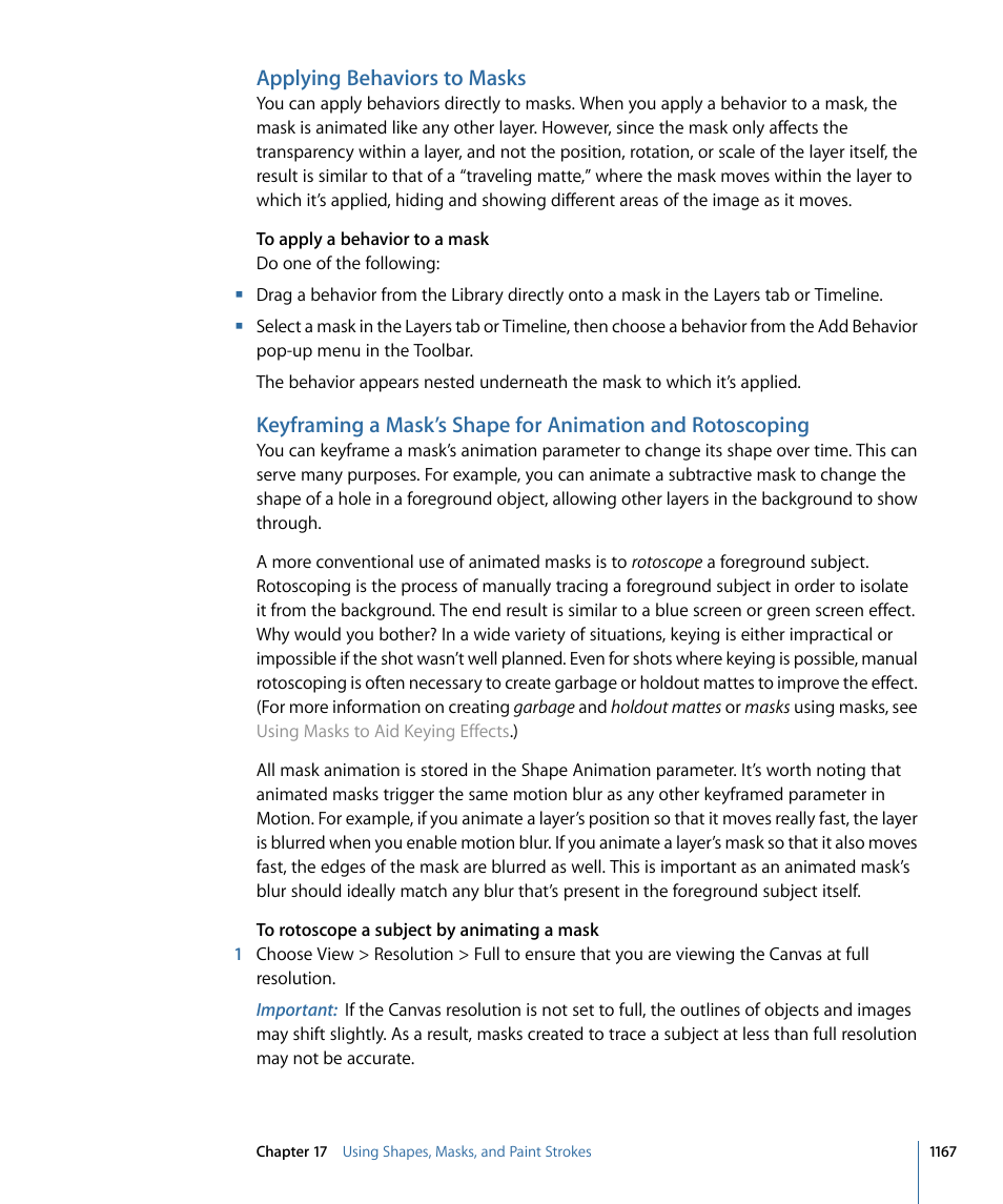 Applying behaviors to masks | Apple Motion 4 User Manual | Page 1167 / 1498