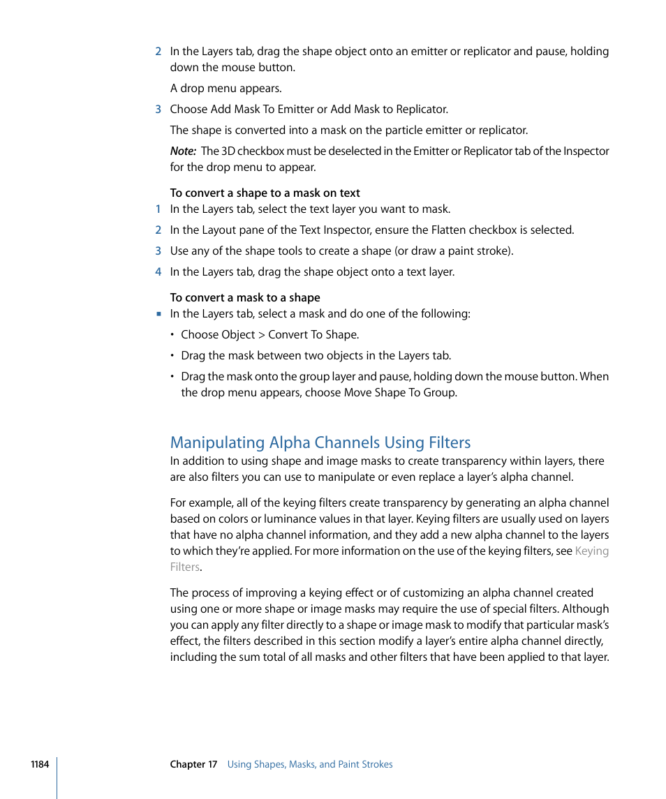 Manipulating alpha channels using filters | Apple Motion 4 User Manual | Page 1184 / 1498