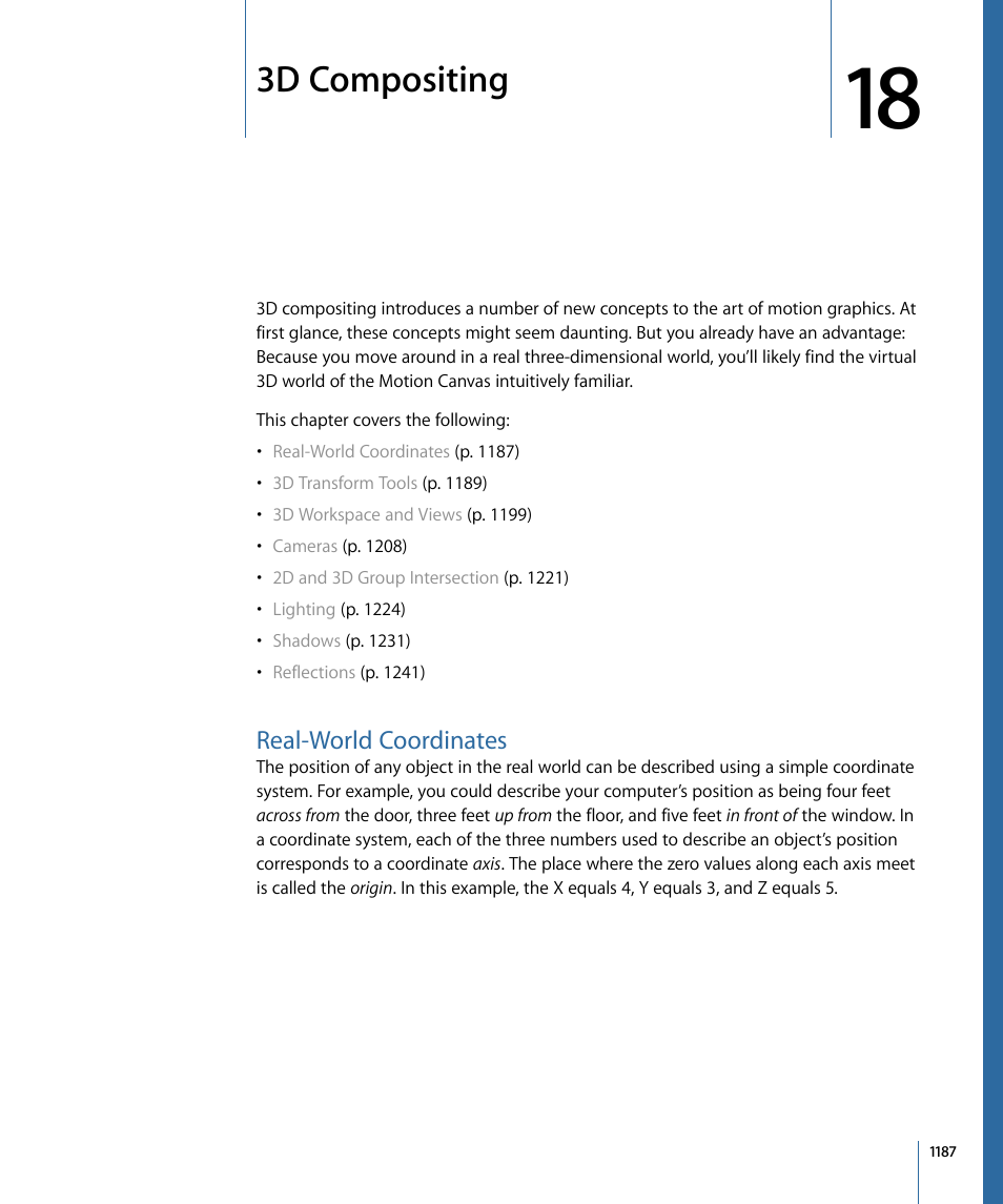 3d compositing, Real-world coordinates | Apple Motion 4 User Manual | Page 1187 / 1498