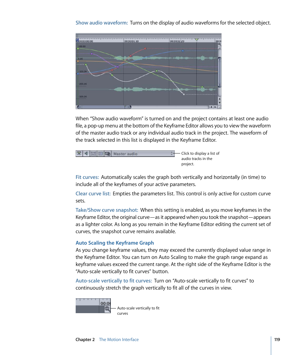 Auto scaling the keyframe graph | Apple Motion 4 User Manual | Page 119 / 1498