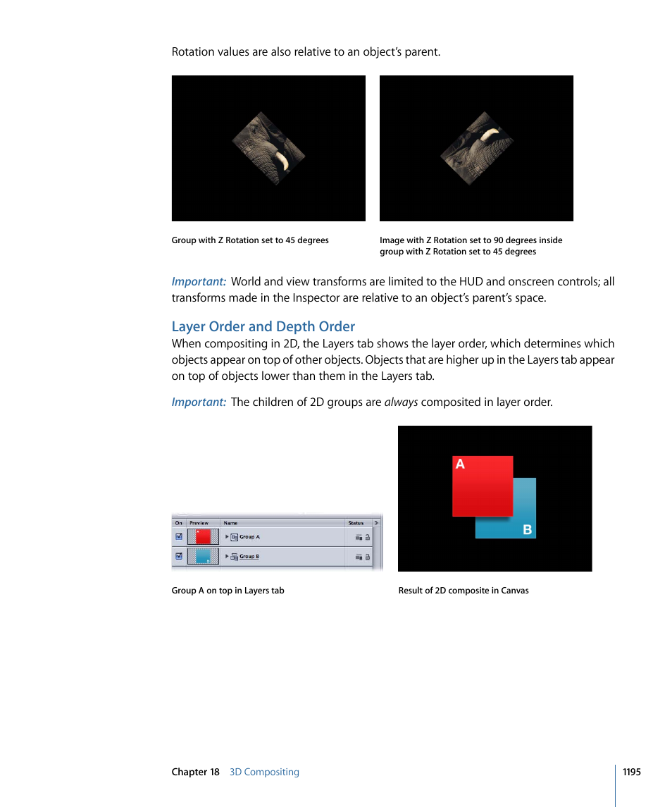 Layer order and depth order | Apple Motion 4 User Manual | Page 1195 / 1498