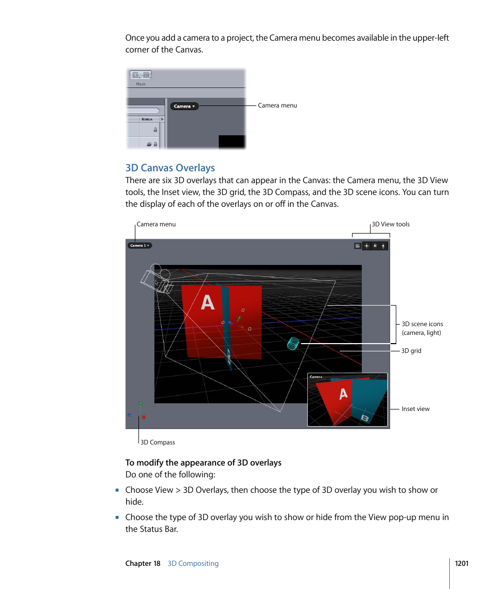 3d canvas overlays | Apple Motion 4 User Manual | Page 1201 / 1498