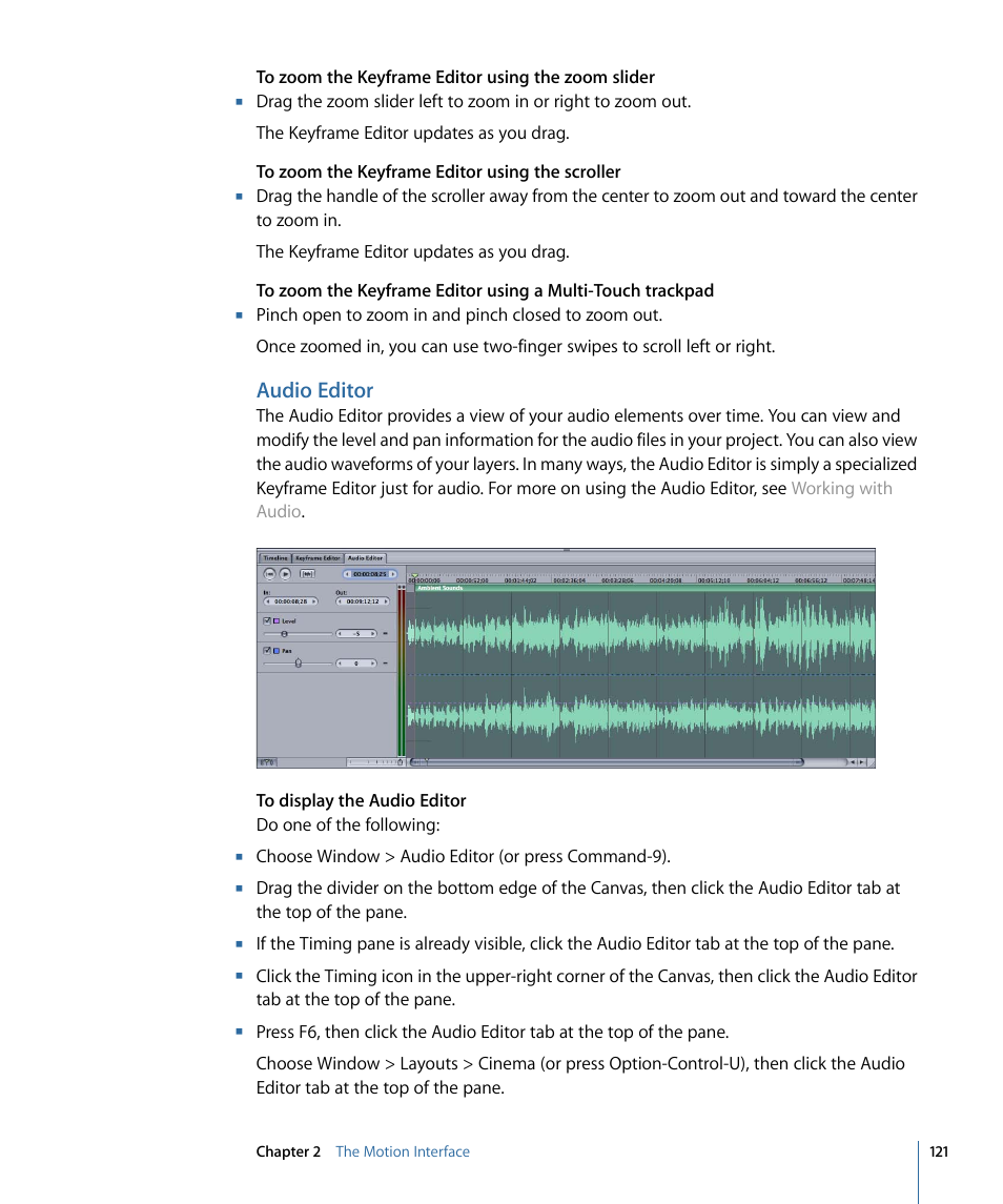 Audio editor | Apple Motion 4 User Manual | Page 121 / 1498
