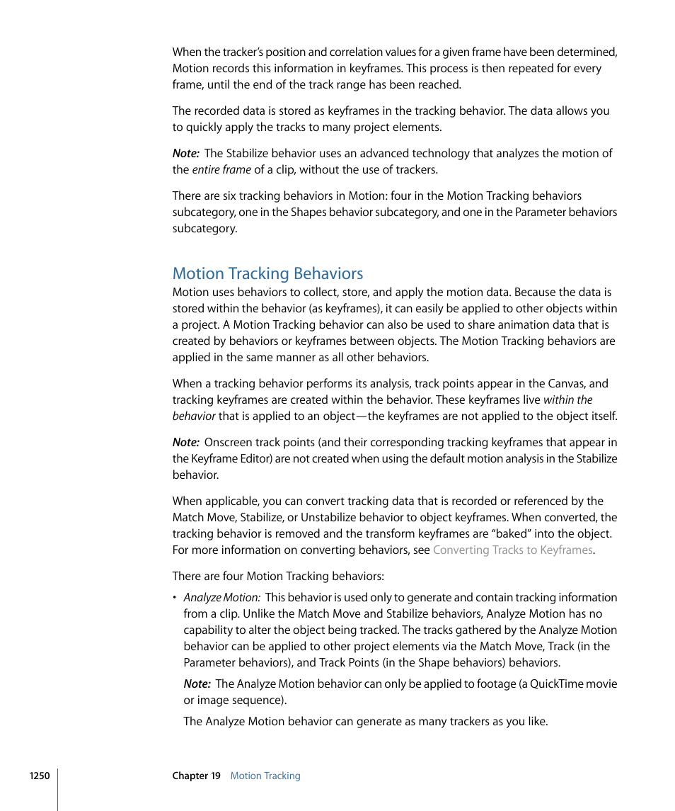 Motion tracking behaviors | Apple Motion 4 User Manual | Page 1250 / 1498