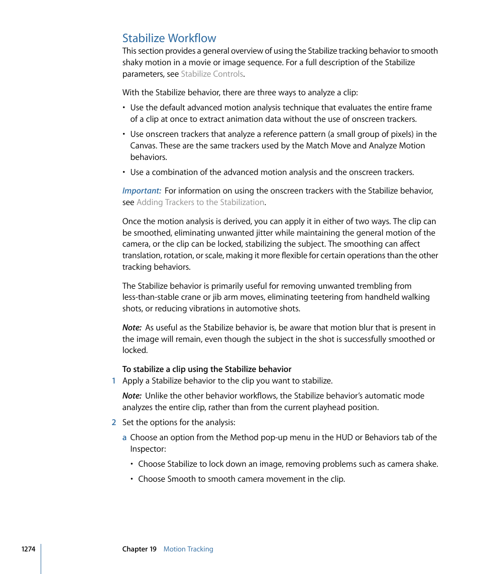 Stabilize workflow | Apple Motion 4 User Manual | Page 1274 / 1498