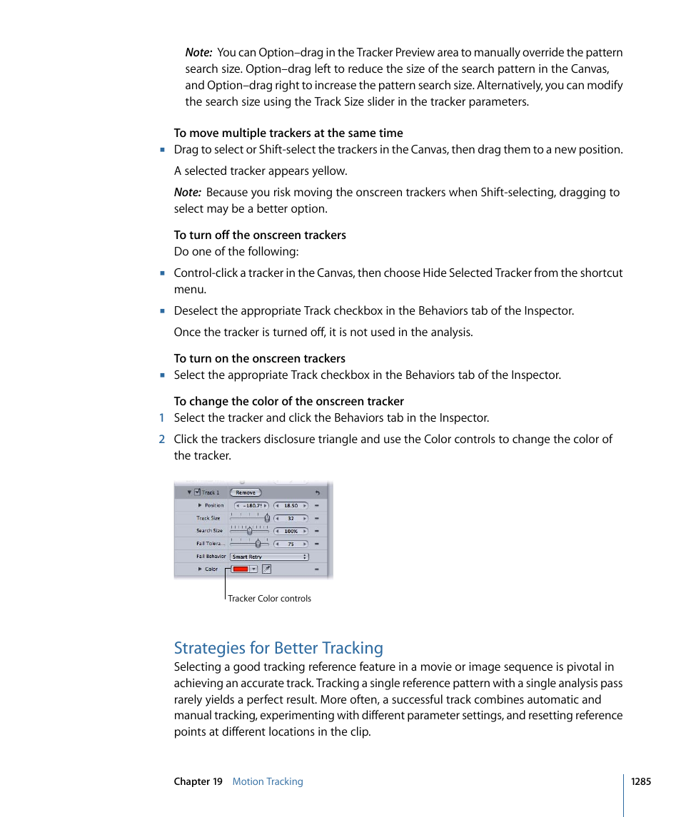 Strategies for better tracking, Strategies, For better tracking | Apple Motion 4 User Manual | Page 1285 / 1498