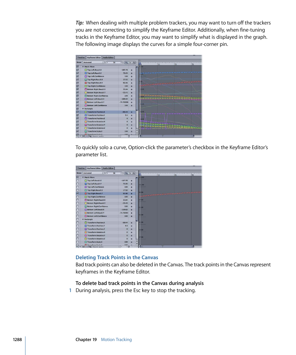 Deleting track points in the canvas | Apple Motion 4 User Manual | Page 1288 / 1498
