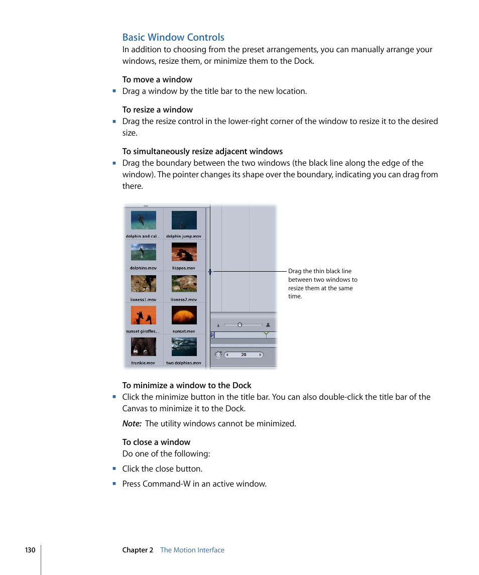 Basic window controls | Apple Motion 4 User Manual | Page 130 / 1498