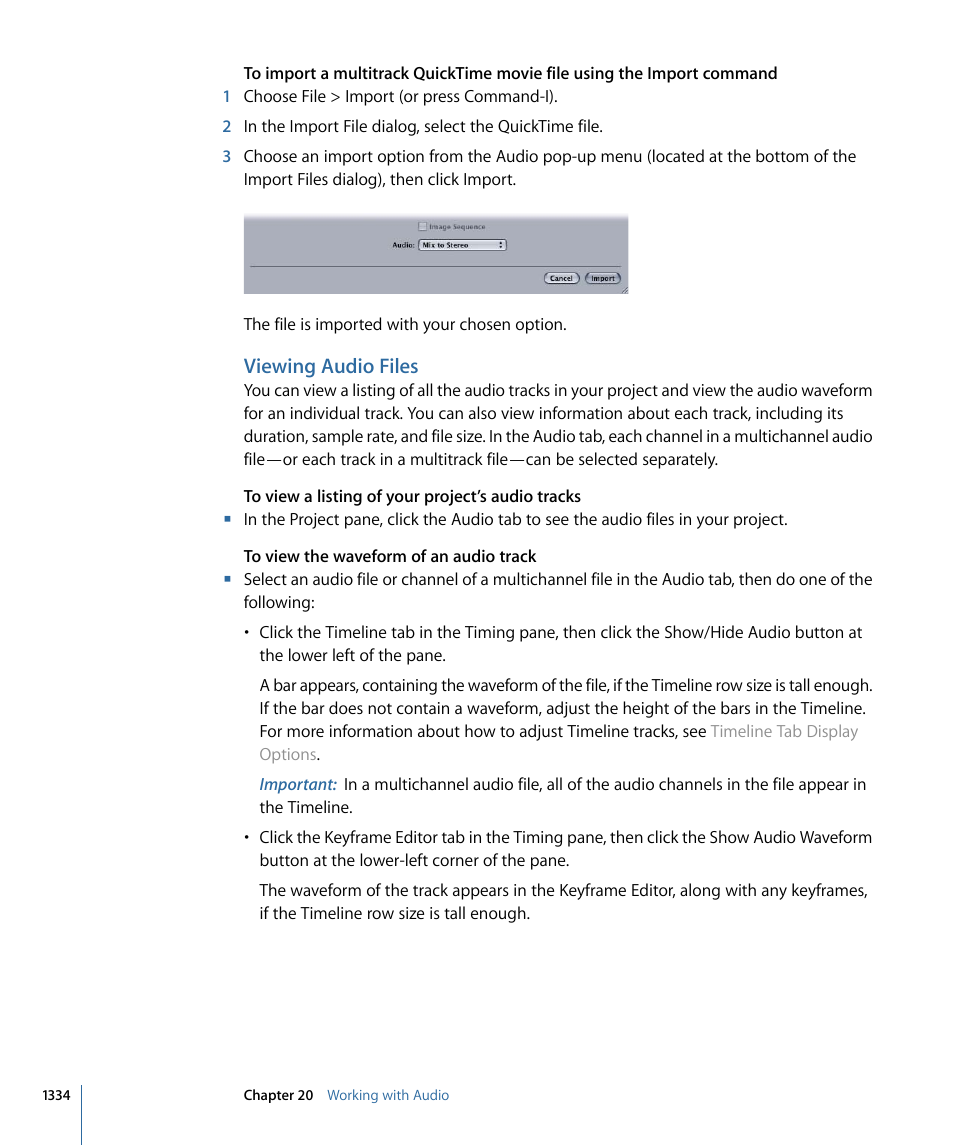 Viewing audio files | Apple Motion 4 User Manual | Page 1334 / 1498