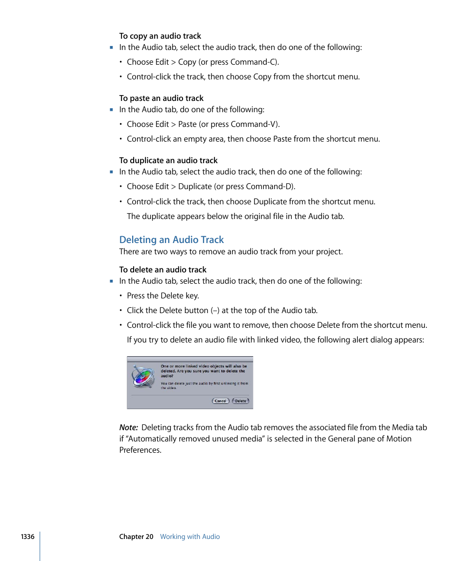 Deleting an audio track | Apple Motion 4 User Manual | Page 1336 / 1498