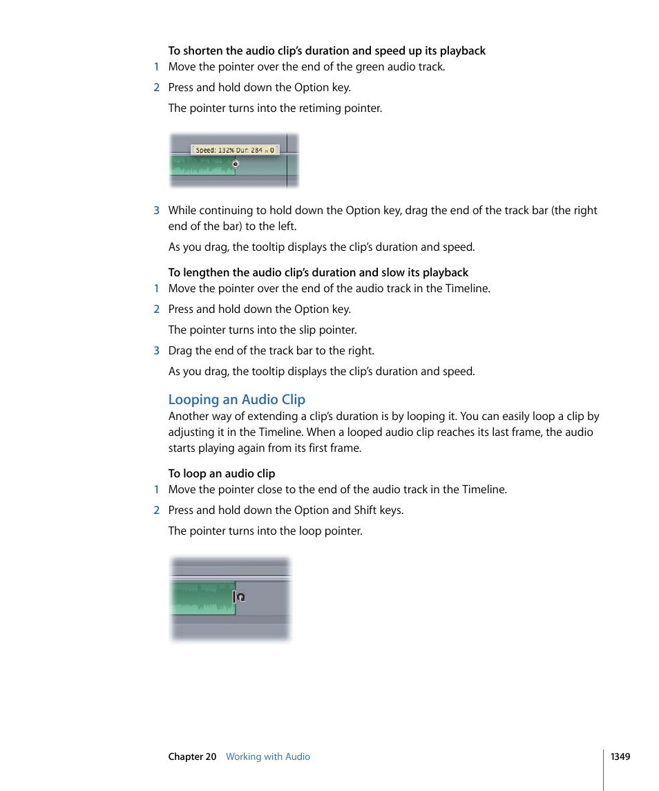 Looping an audio clip | Apple Motion 4 User Manual | Page 1349 / 1498