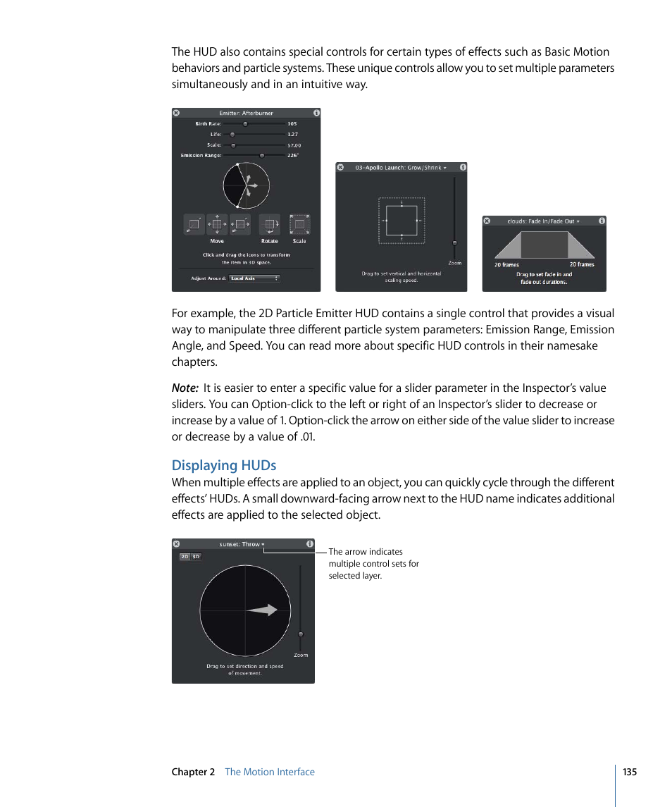 Displaying huds | Apple Motion 4 User Manual | Page 135 / 1498