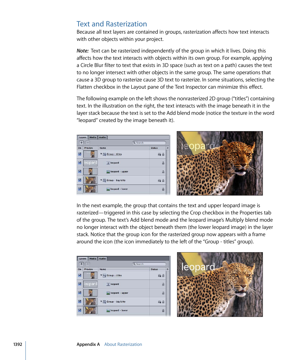 Text and rasterization | Apple Motion 4 User Manual | Page 1392 / 1498