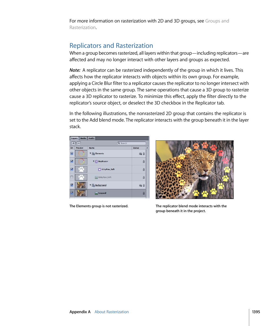 Replicators and rasterization | Apple Motion 4 User Manual | Page 1395 / 1498