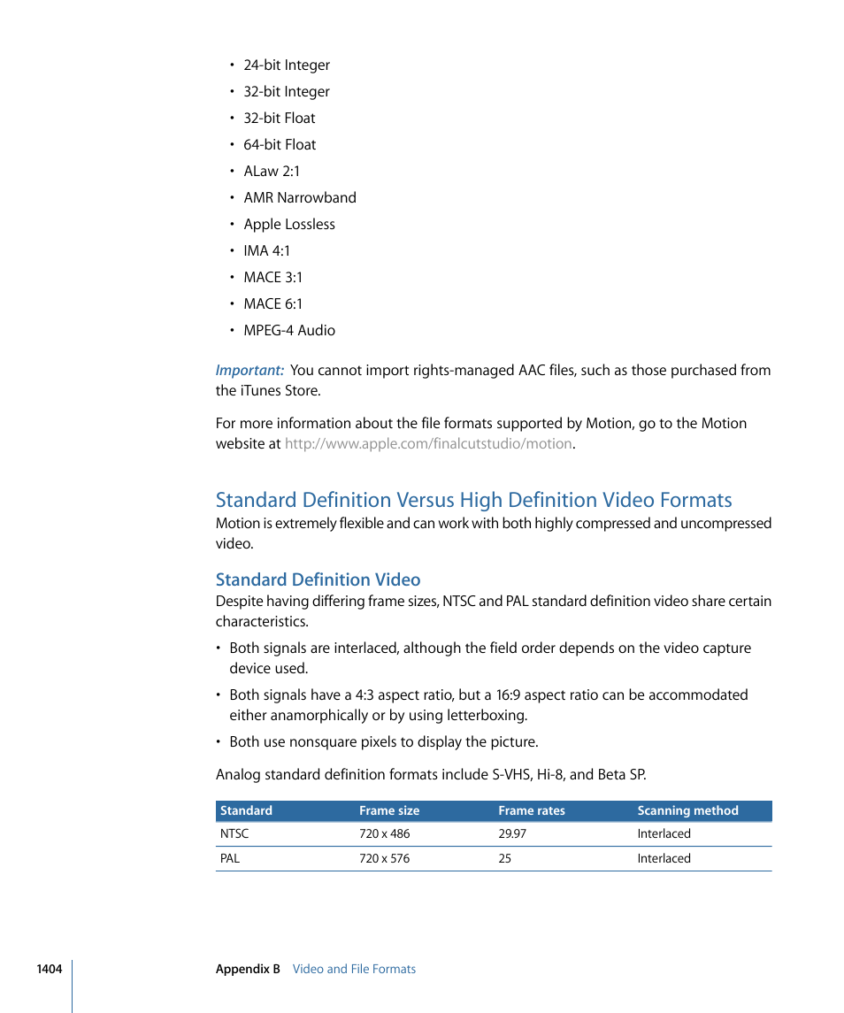 Standard definition video | Apple Motion 4 User Manual | Page 1404 / 1498