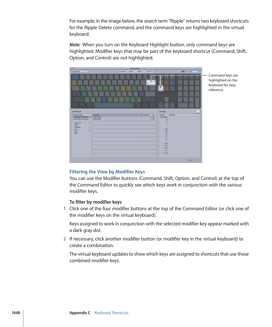 Filtering the view by modifier keys | Apple Motion 4 User Manual | Page 1448 / 1498