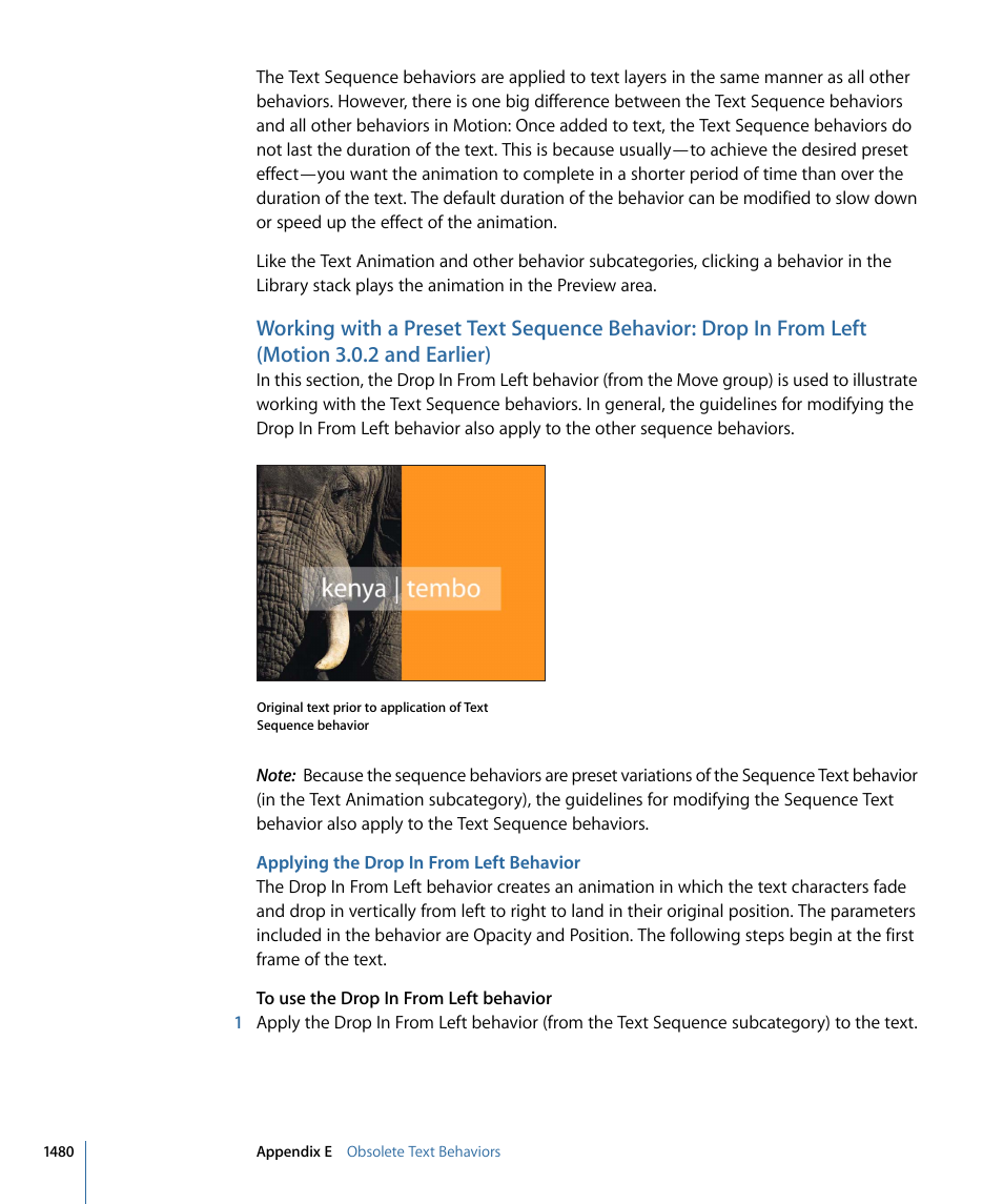 Applying the drop in from left behavior | Apple Motion 4 User Manual | Page 1480 / 1498