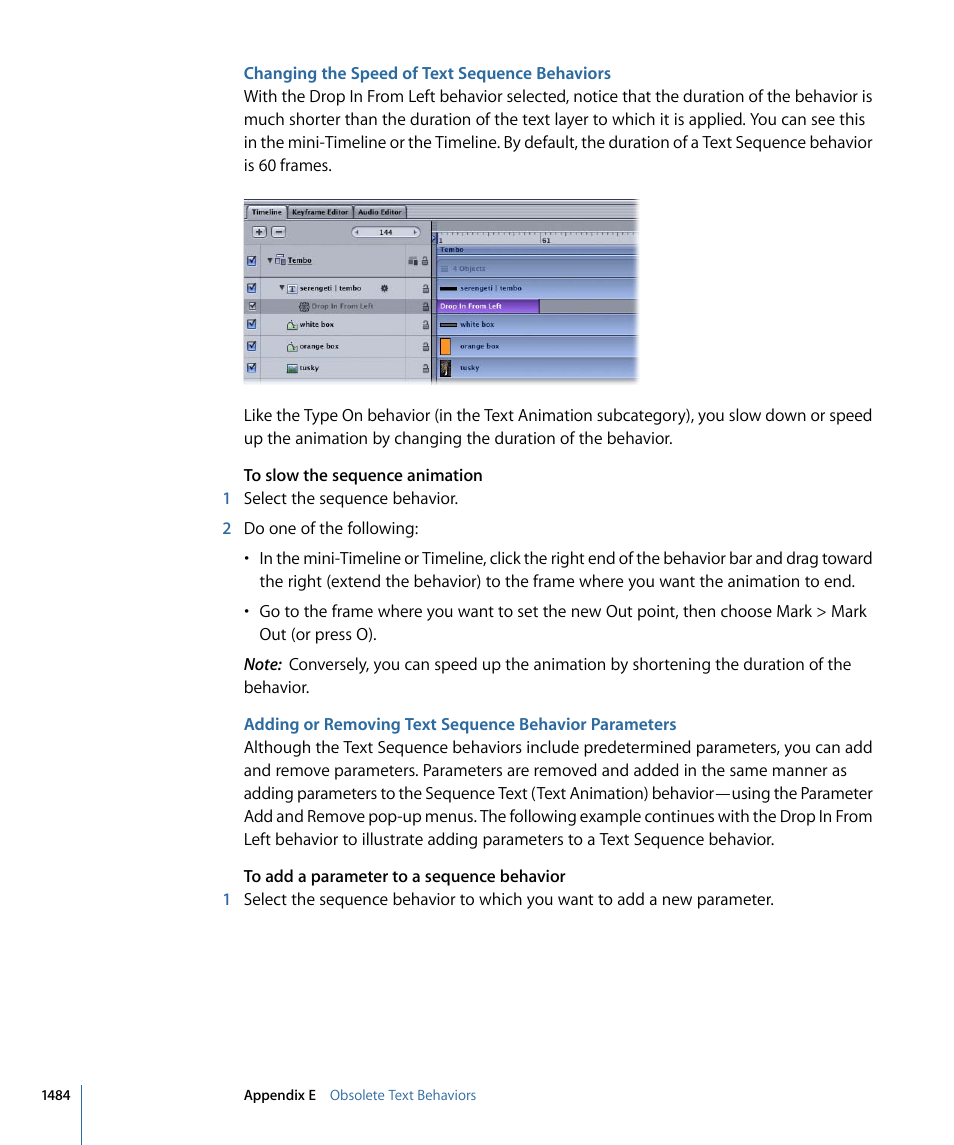 Changing the speed of text sequence behaviors | Apple Motion 4 User Manual | Page 1484 / 1498