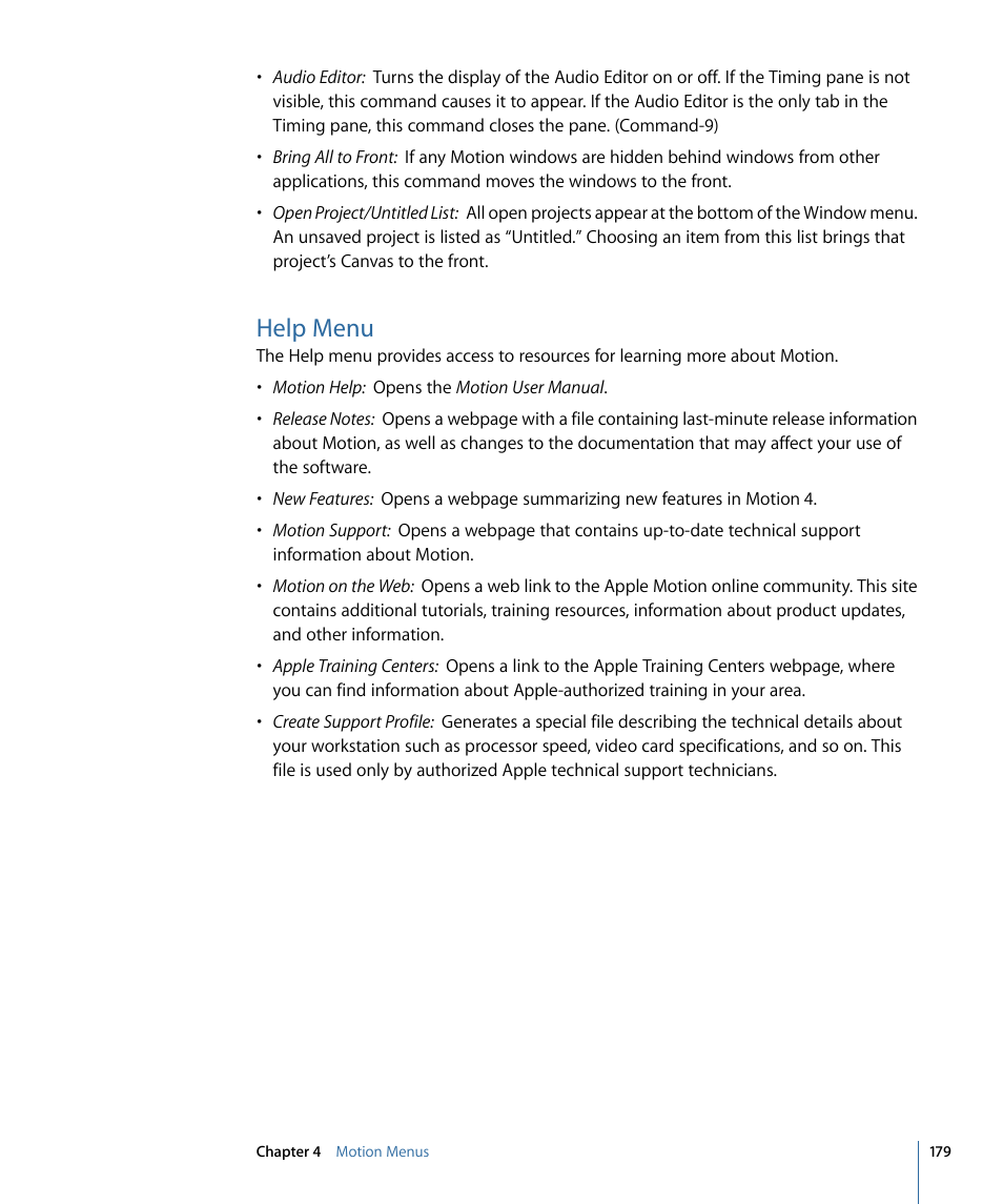 Help menu | Apple Motion 4 User Manual | Page 179 / 1498