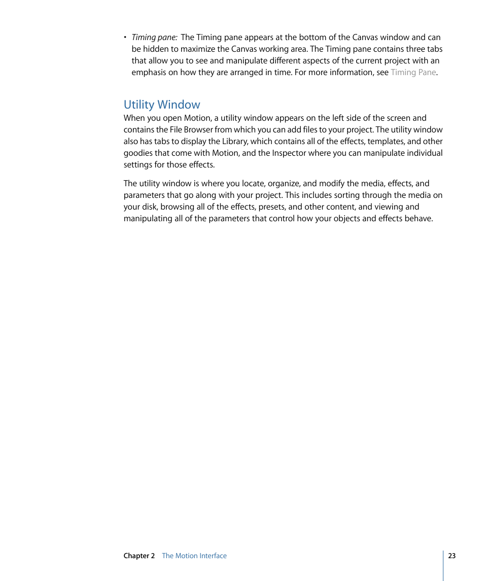 Utility window | Apple Motion 4 User Manual | Page 23 / 1498