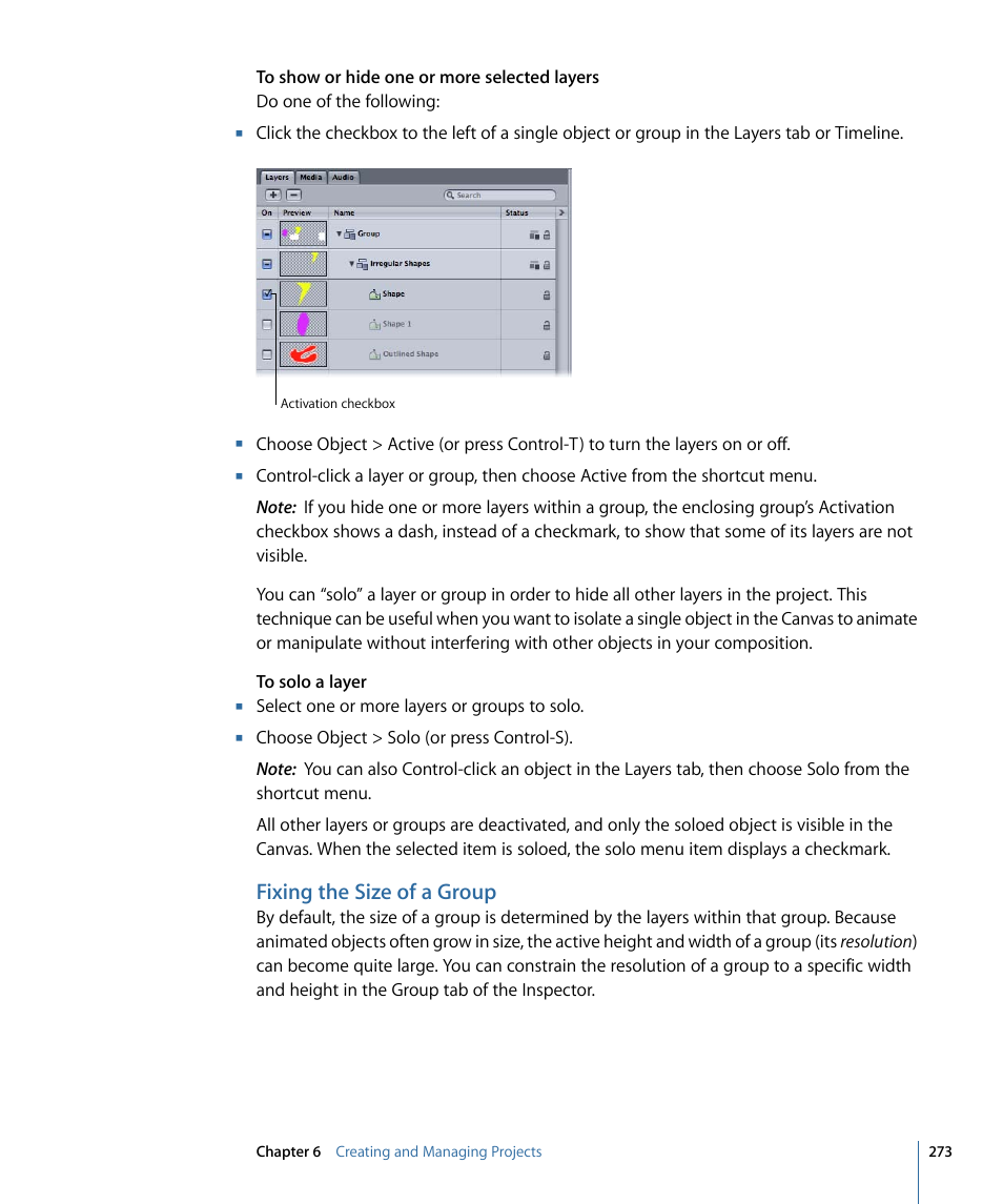 Fixing the size of a group | Apple Motion 4 User Manual | Page 273 / 1498