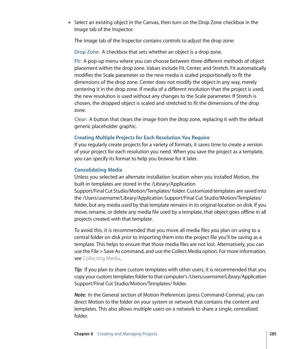 Consolidating media | Apple Motion 4 User Manual | Page 285 / 1498