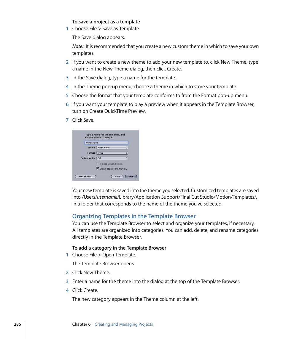 Organizing templates in the template browser | Apple Motion 4 User Manual | Page 286 / 1498