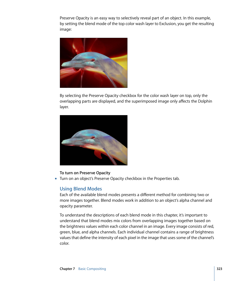 Using blend modes, Using blend, Modes | Apple Motion 4 User Manual | Page 323 / 1498