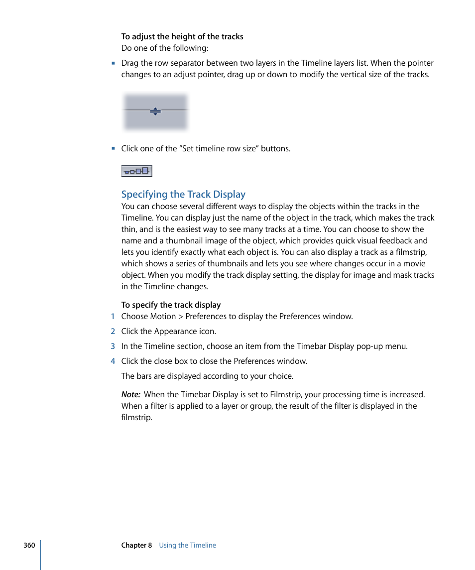 Specifying the track display | Apple Motion 4 User Manual | Page 360 / 1498