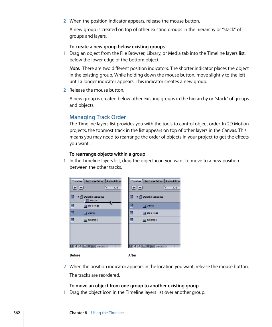 Managing track order | Apple Motion 4 User Manual | Page 362 / 1498