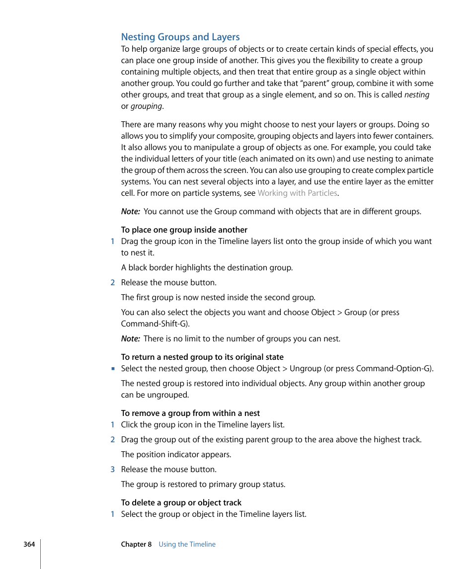 Nesting groups and layers | Apple Motion 4 User Manual | Page 364 / 1498