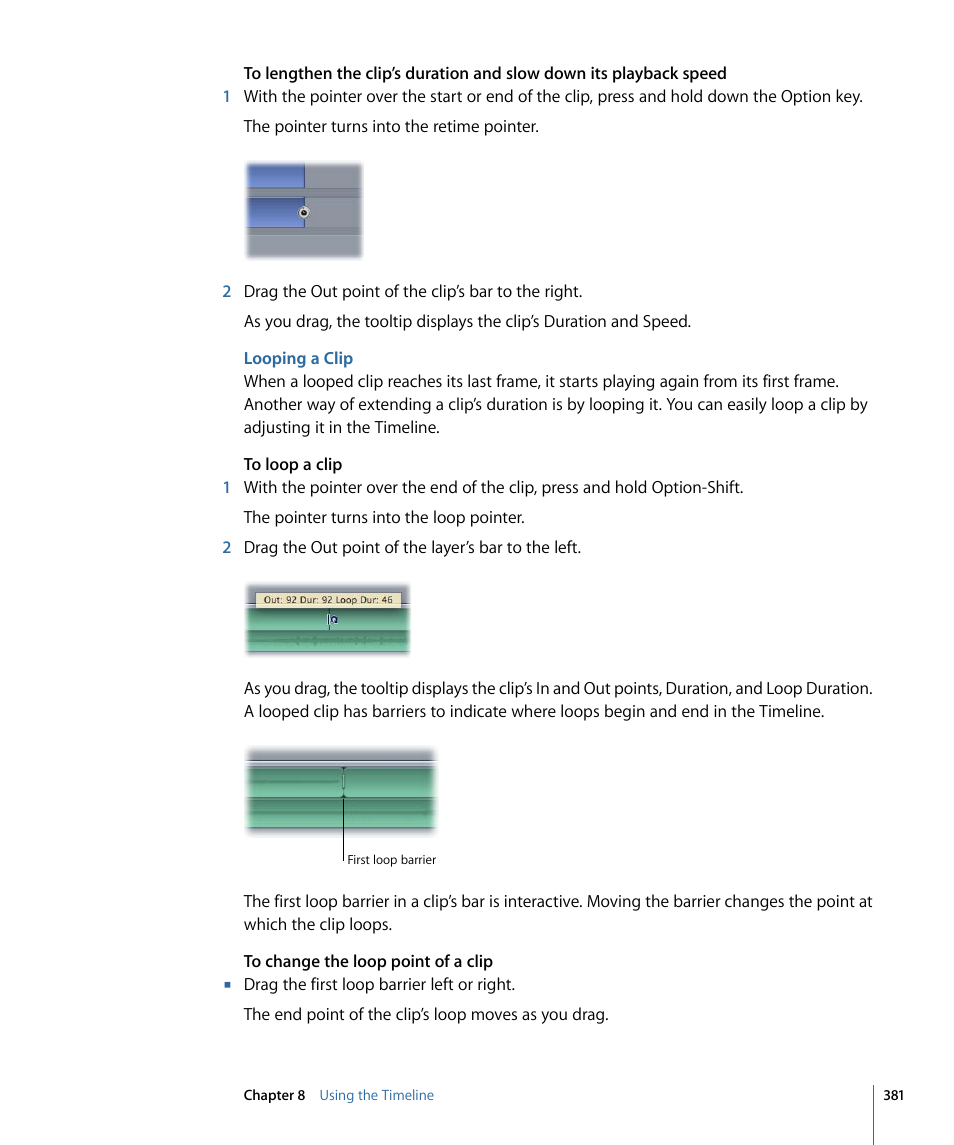 Looping a clip | Apple Motion 4 User Manual | Page 381 / 1498