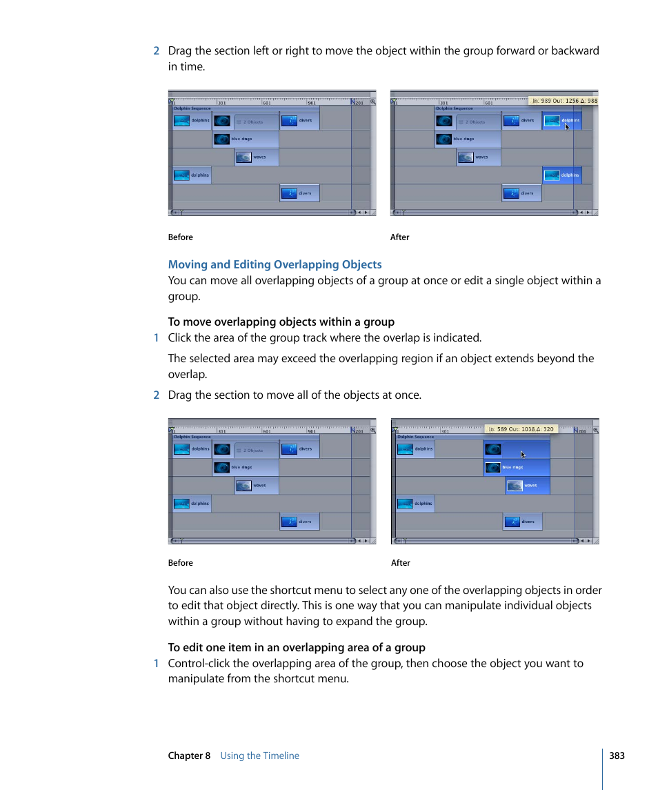 Moving and editing overlapping objects | Apple Motion 4 User Manual | Page 383 / 1498