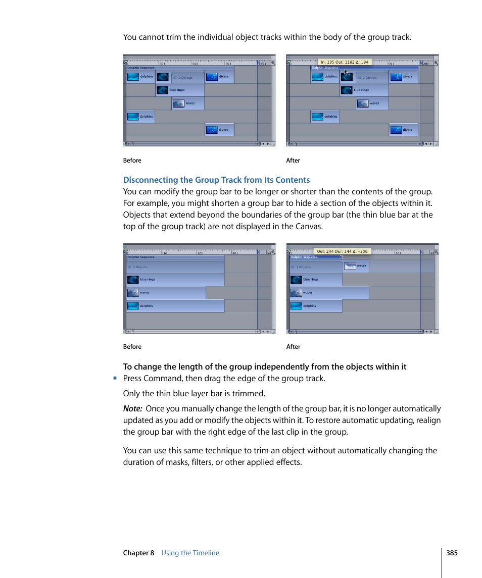 Disconnecting the group track from its contents | Apple Motion 4 User Manual | Page 385 / 1498