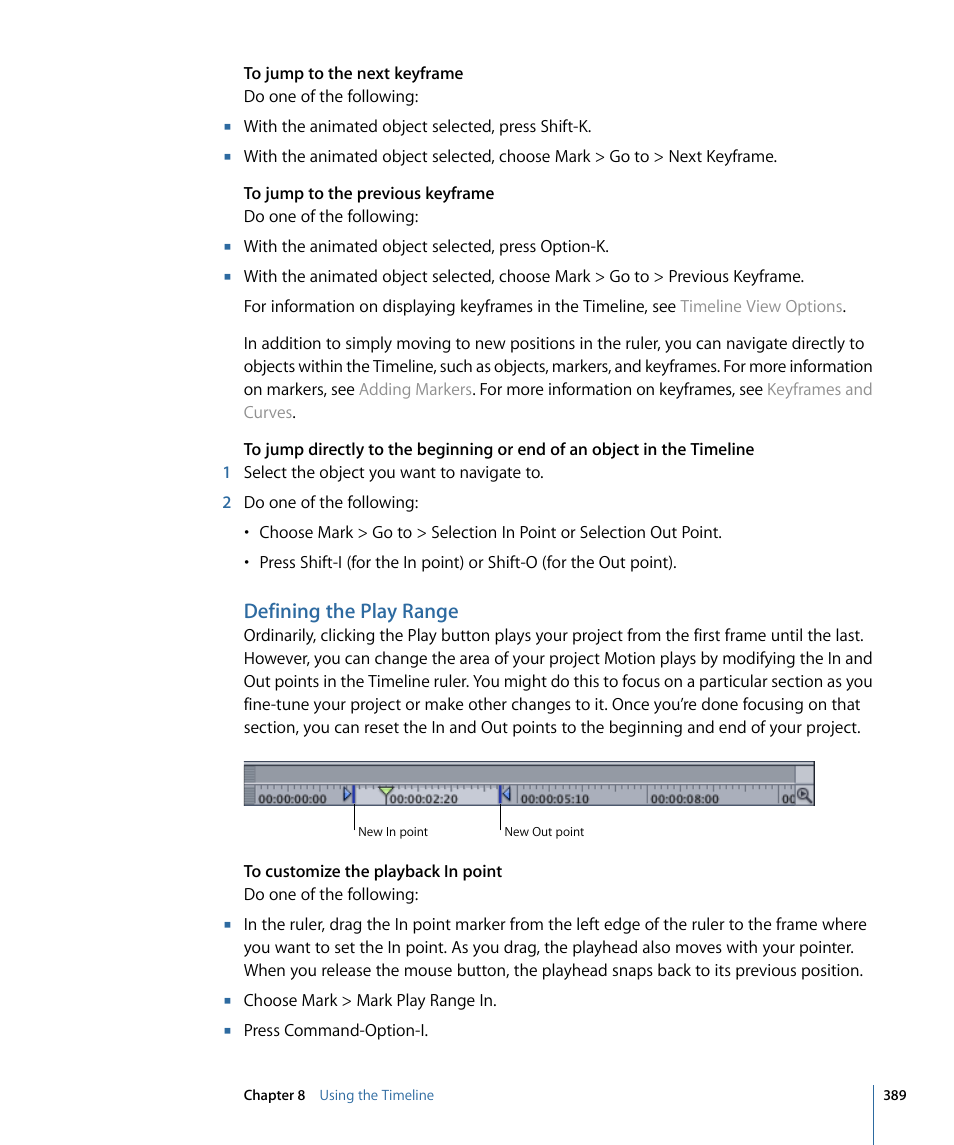 Defining the play range | Apple Motion 4 User Manual | Page 389 / 1498