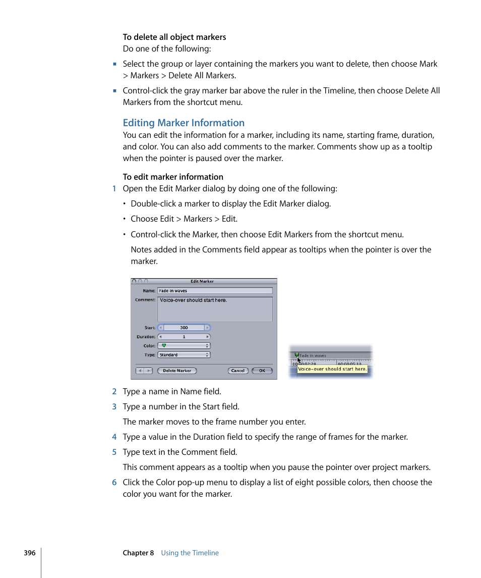 Editing marker information | Apple Motion 4 User Manual | Page 396 / 1498