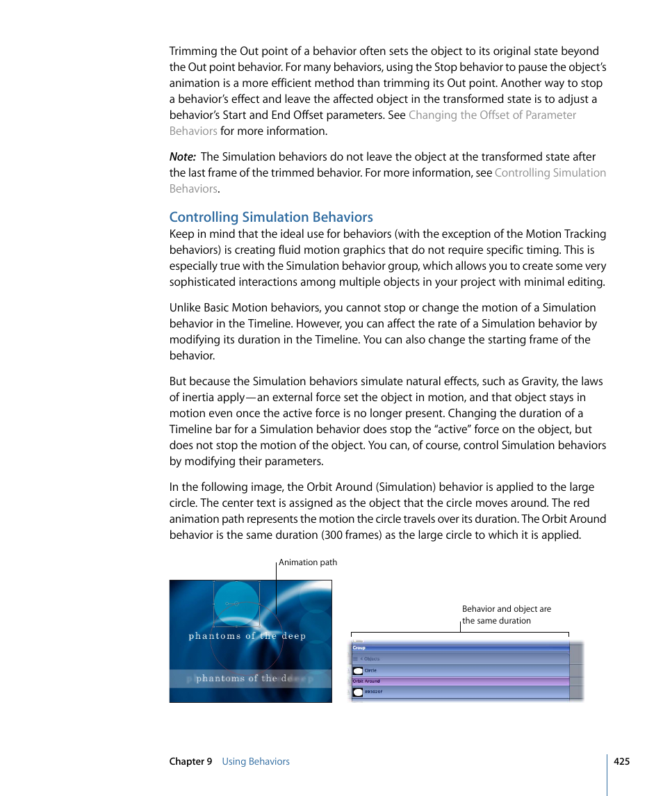 Controlling simulation behaviors | Apple Motion 4 User Manual | Page 425 / 1498